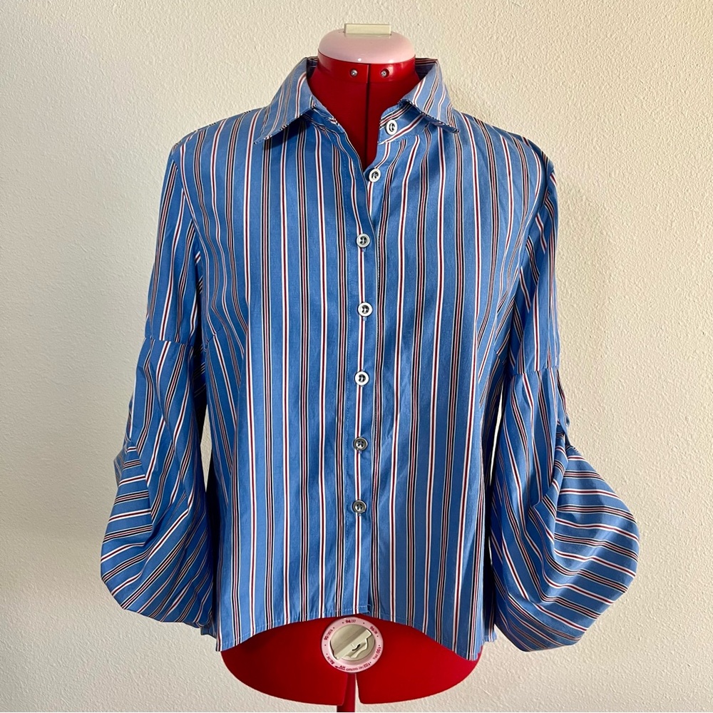 Kontrol Contemporary Striped Blue Button Down Size Small